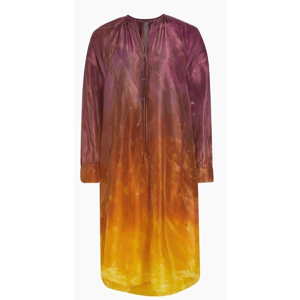 Raquel Allegra Poet Gradient 100% Silk Shirtdress in Burgundy NWT Size 0